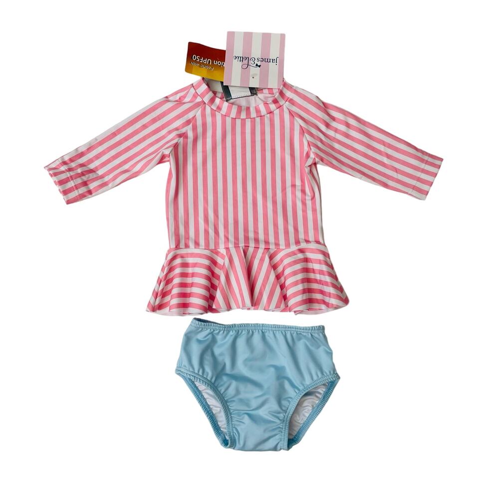 NWT James & Lottie 12M Palm Beach Rash Guard Set